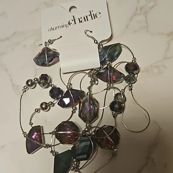 Charming Charlie Multicolor Beaded Necklace and Earring Set - Picture 1 of 2